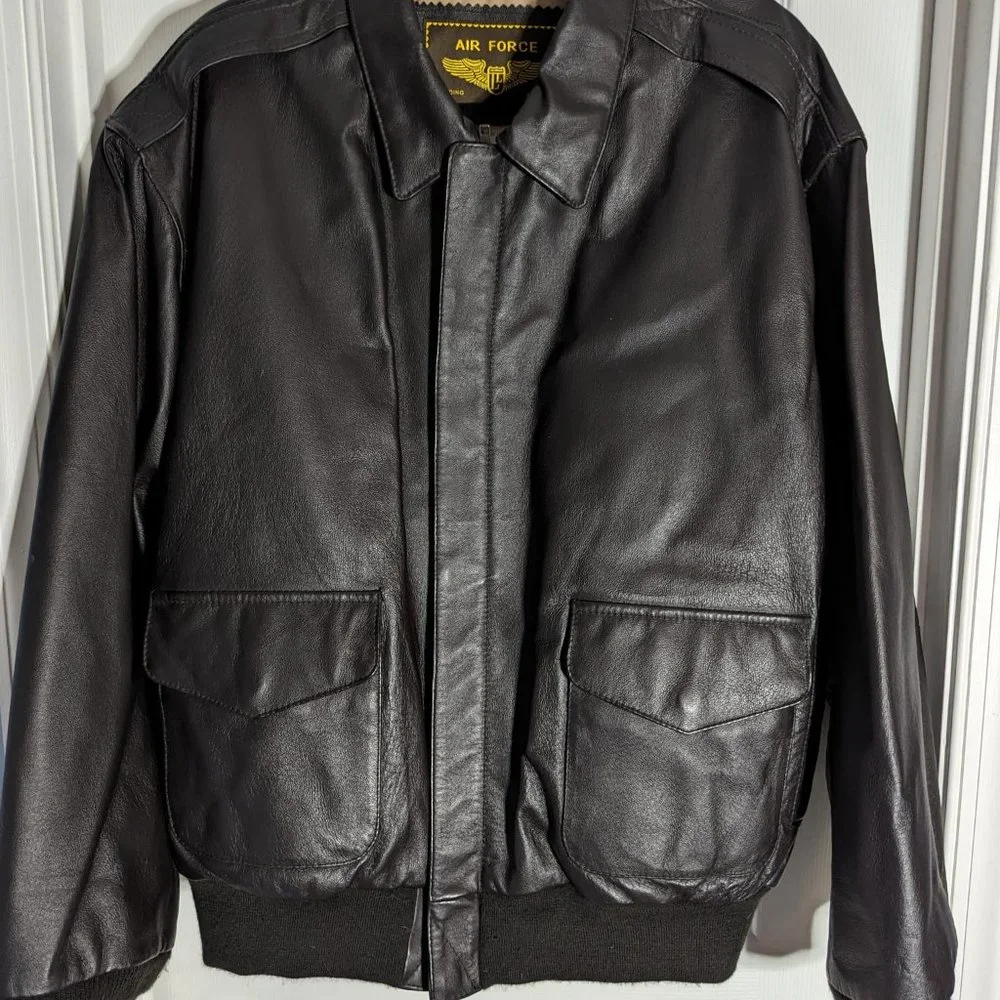 Air Force Landing Leather Men's XL Leather Bomber Jacket - Picture 6 of 16